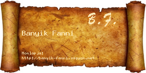 Banyik Fanni névjegykártya
